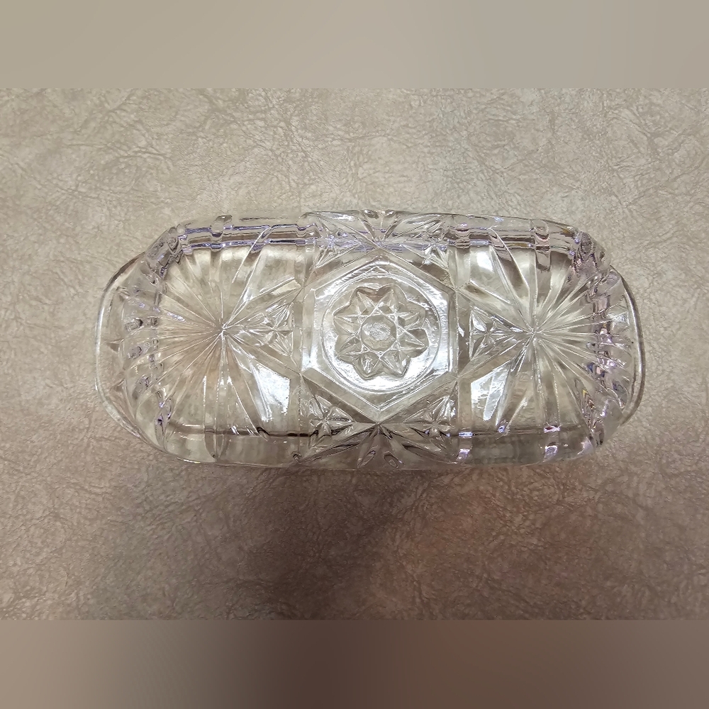 Elegant Clear Glass Butter Dish Vintage